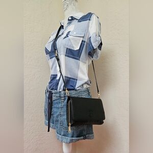 TORY BURCH Small Black Leather Shoulder Bag AUTHENTIC